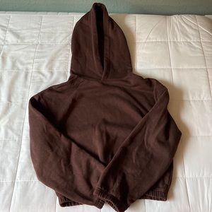 zara brown cropped hoodie, sweatshirt